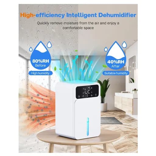 رطوبت‌گیر برقی HONMICON با ظرفیت ۱۵۰۰ میلی‌لیتر، تایمر و نور LED هفت‌رنگ — تصویر ۳