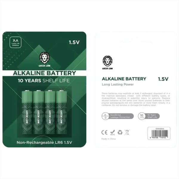 باتری قلمی گرین لاین بسته 4 عددی Green Lion Alkaline Battery GNAKBAA