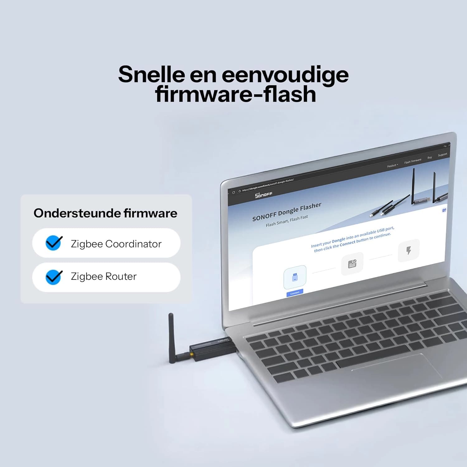دانگل USB SONOFF Zigbee 3.0 Plus Gateway، گیت وی USB جهانی Zigbee با آنتن برای دستیار خانگی — تصویر ۵