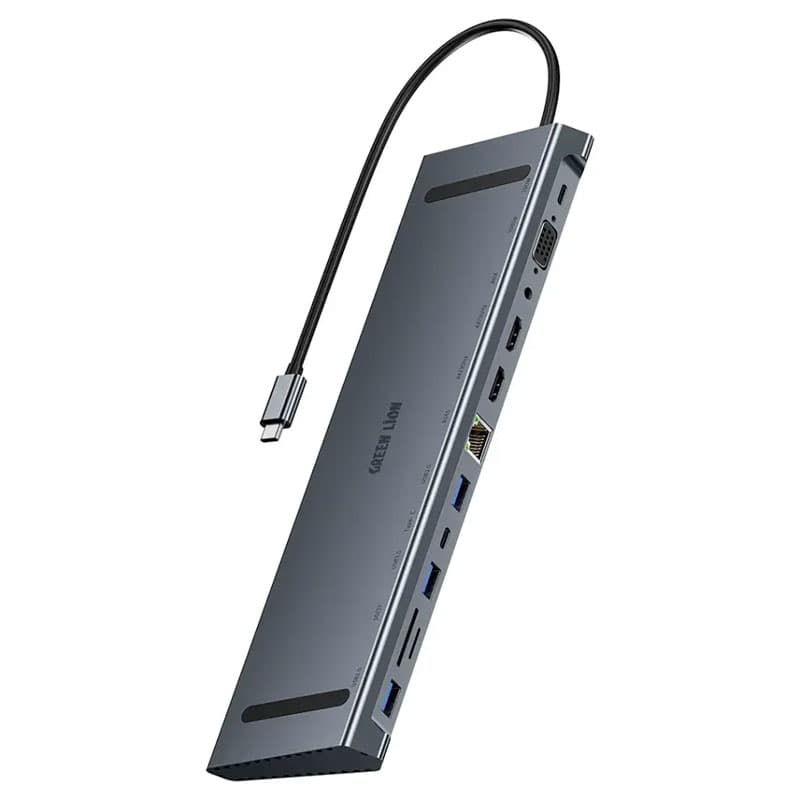 هاب تایپ سی 12 در 1 گرین لاین با خروجی HDMI و اترنت و 4K مدل GHB-8 — تصویر ۲