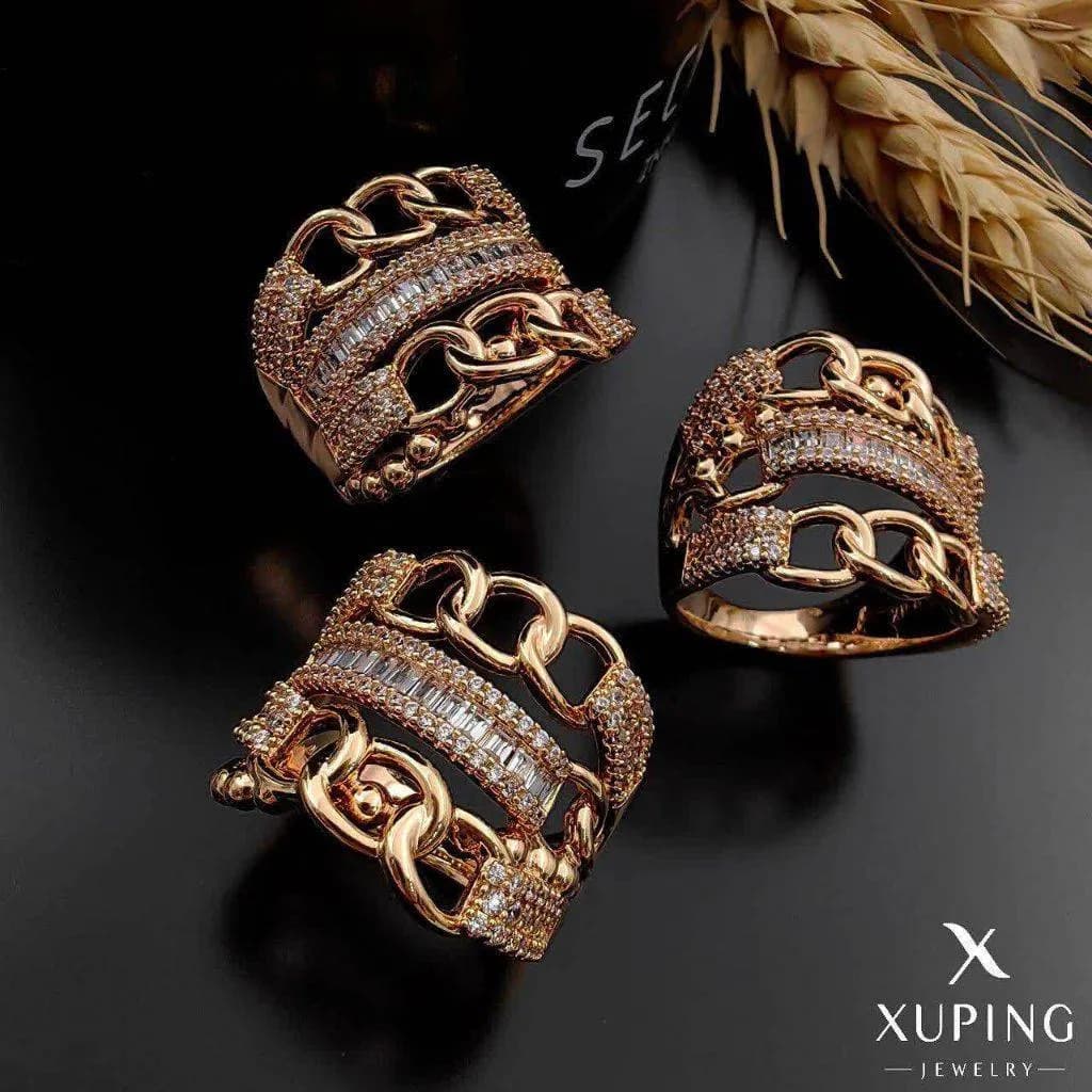 انگشتر طرح کارتیه زنجیری آبکاری طلا ژوپینگ کد ۳۱۵۹