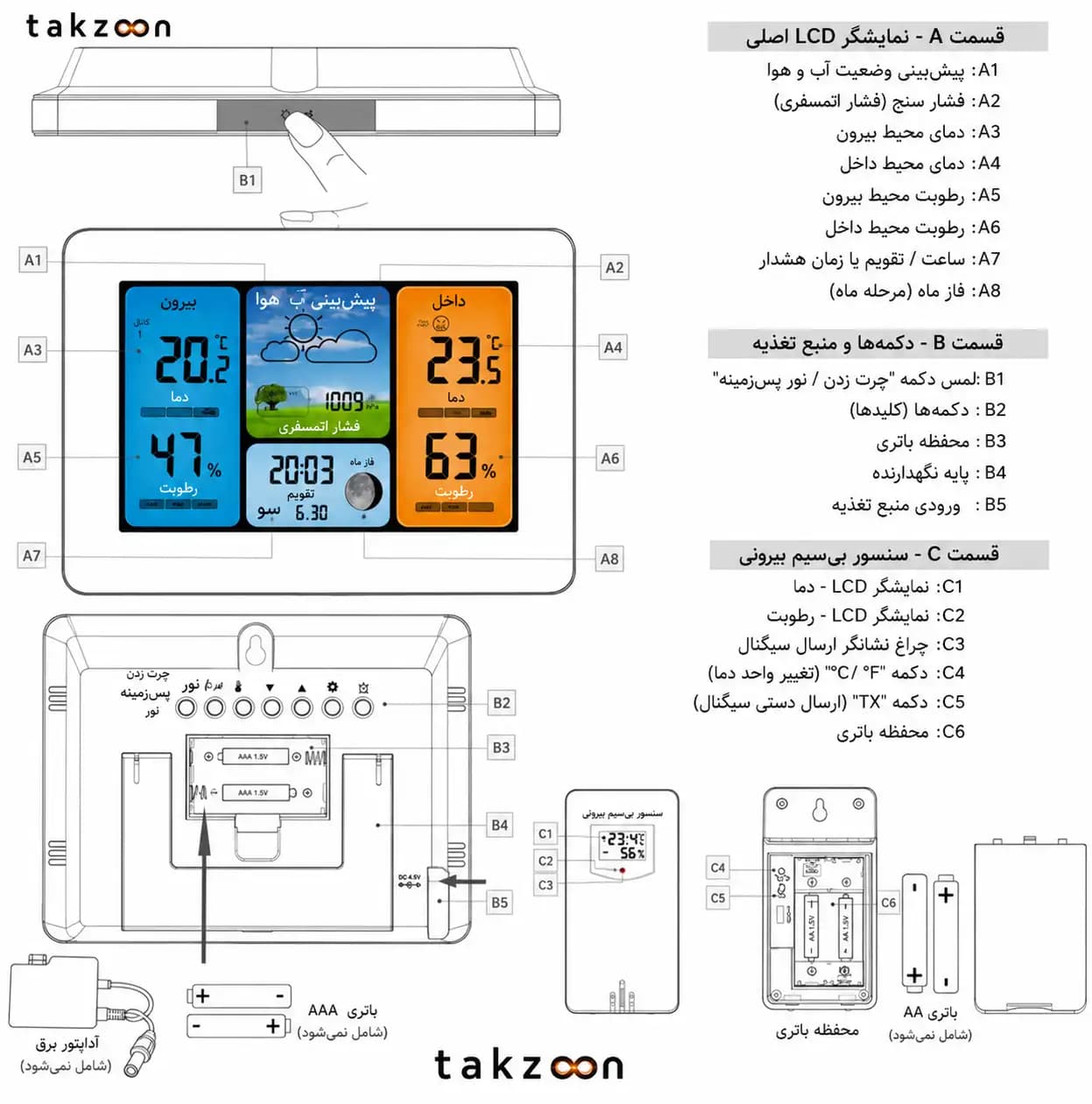 ایستگاه هواشناسی دیجیتال چندکاره برند FanJu مدل FJ3373 — تصویر ۲