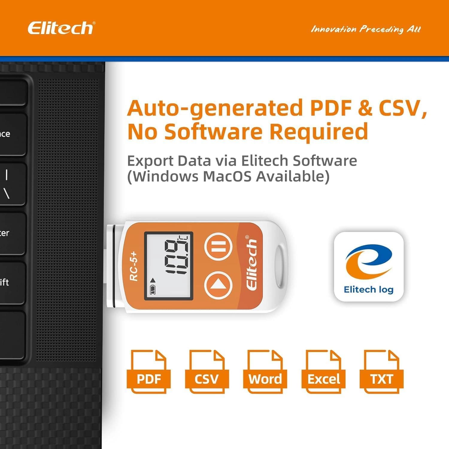 دیتالاگر دمای Elitech USB مدل EN12830 خروجی PDF و CSV — تصویر ۵