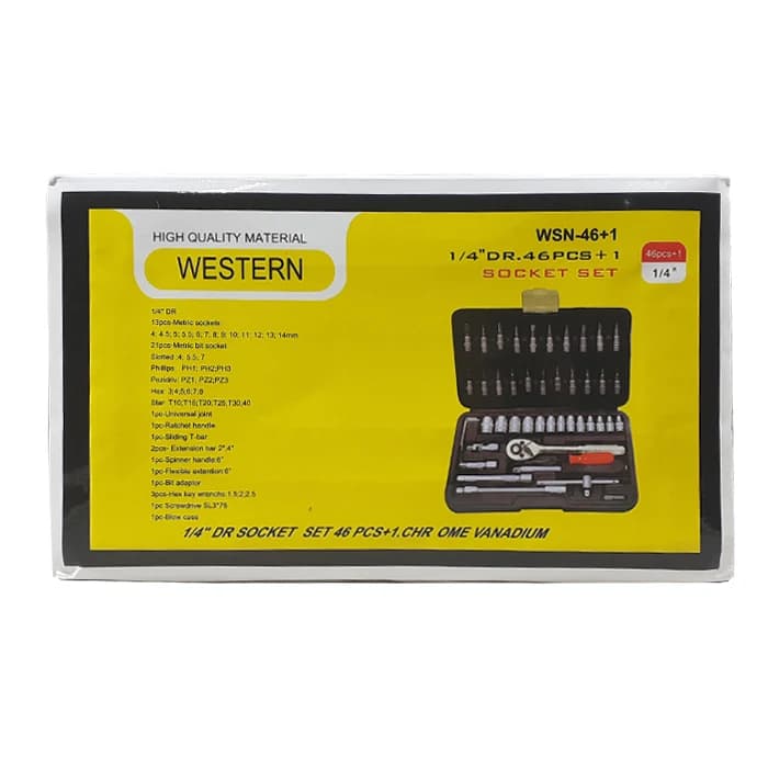 جعبه بکس 46 پارچه حرفه ای درایو 1/4 اینچ وسترن WESTERN مدل WSN-46+1 — تصویر ۲