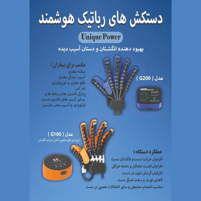 دستکش رباتیک توانبخشی دست و انگشتان – راست / S همراه با دستکش آیینه‌ای — تصویر ۵