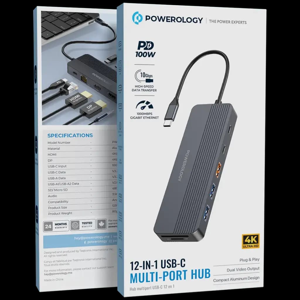 هاب 12 پورت USB-C پاورولوژی مدل PWYSTC8721GY — تصویر ۵