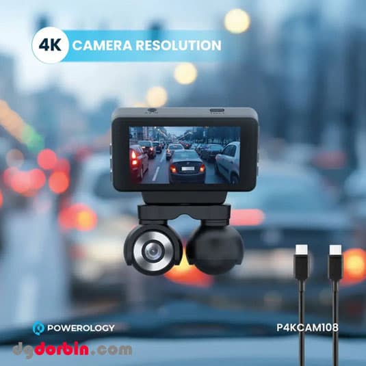 دوربین ثبت وقایع خودرو پاورولوژی Dual Lens Dash Camera P4KCAM108 — تصویر ۳
