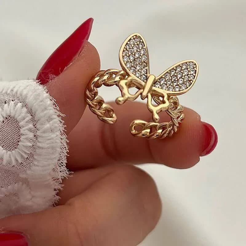 انگشتر فری سایز کارتیه پروانه نگین دار ژوپینگ کد ۲۰۶۴