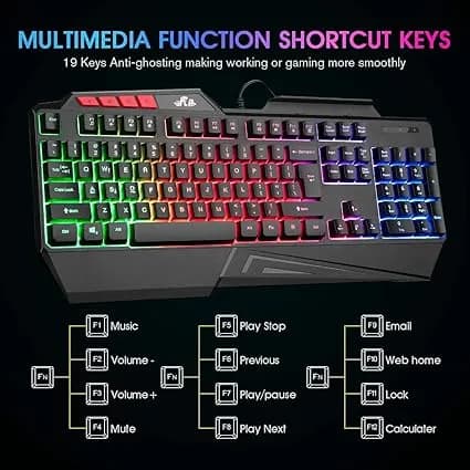 کیبورد گیمینگ RII RK202 دارای نور RGB — تصویر ۳