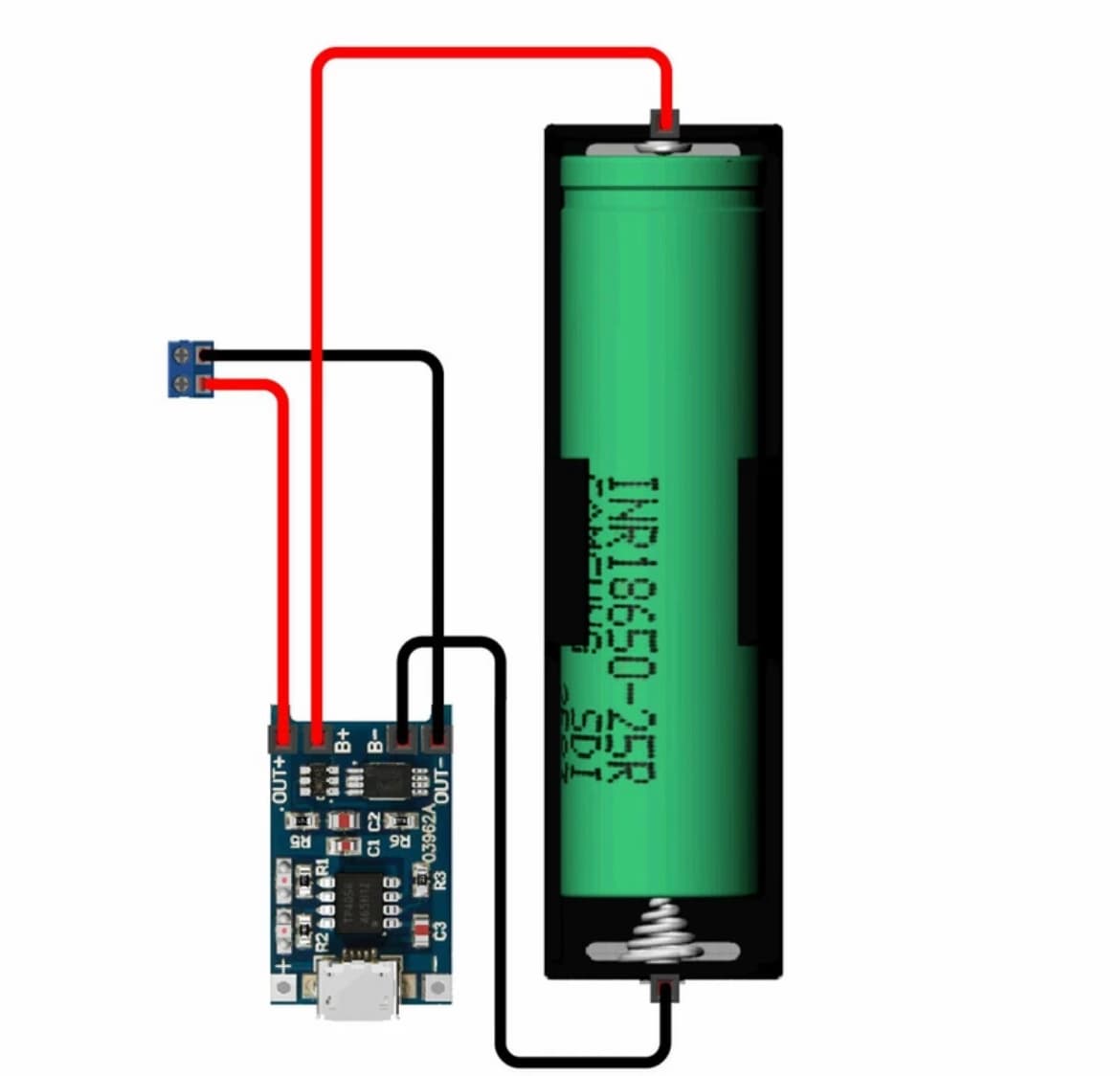 ماژول محافظ شارژ باتری لیتیومی TP4056 با پورت میکرو USB — تصویر ۳