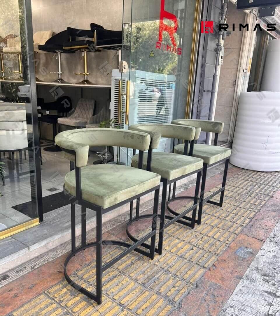 صندلی کانتر ثابت مدل کوئین پارچه مخمل — تصویر ۸