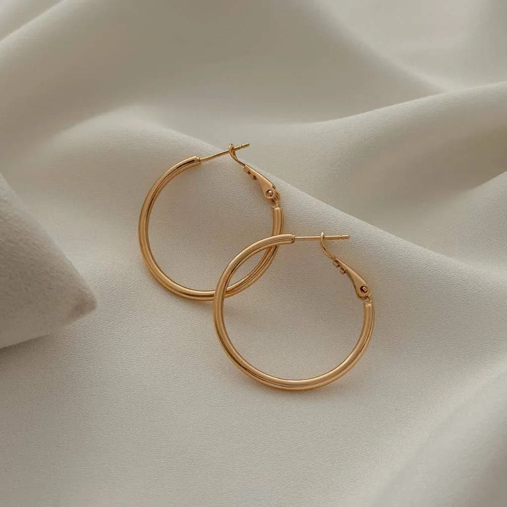 گوشواره حلقه ای آبکاری طلا کد 3557