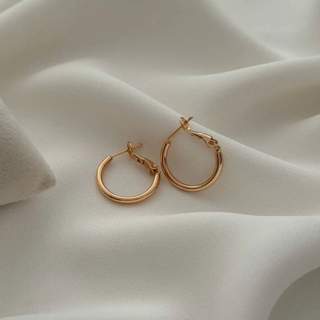 گوشواره حلقه ای ساده طلایی کد 3556
