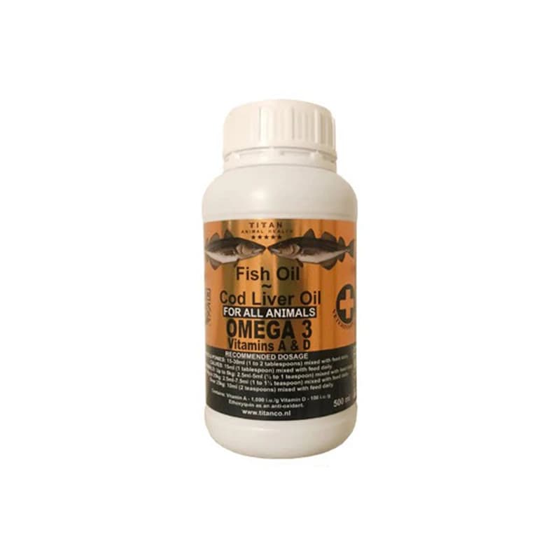 روغن ماهی ریزش مو سگ و گربه تیتان مدل امگا 3 حجم 500 میلی لیتر