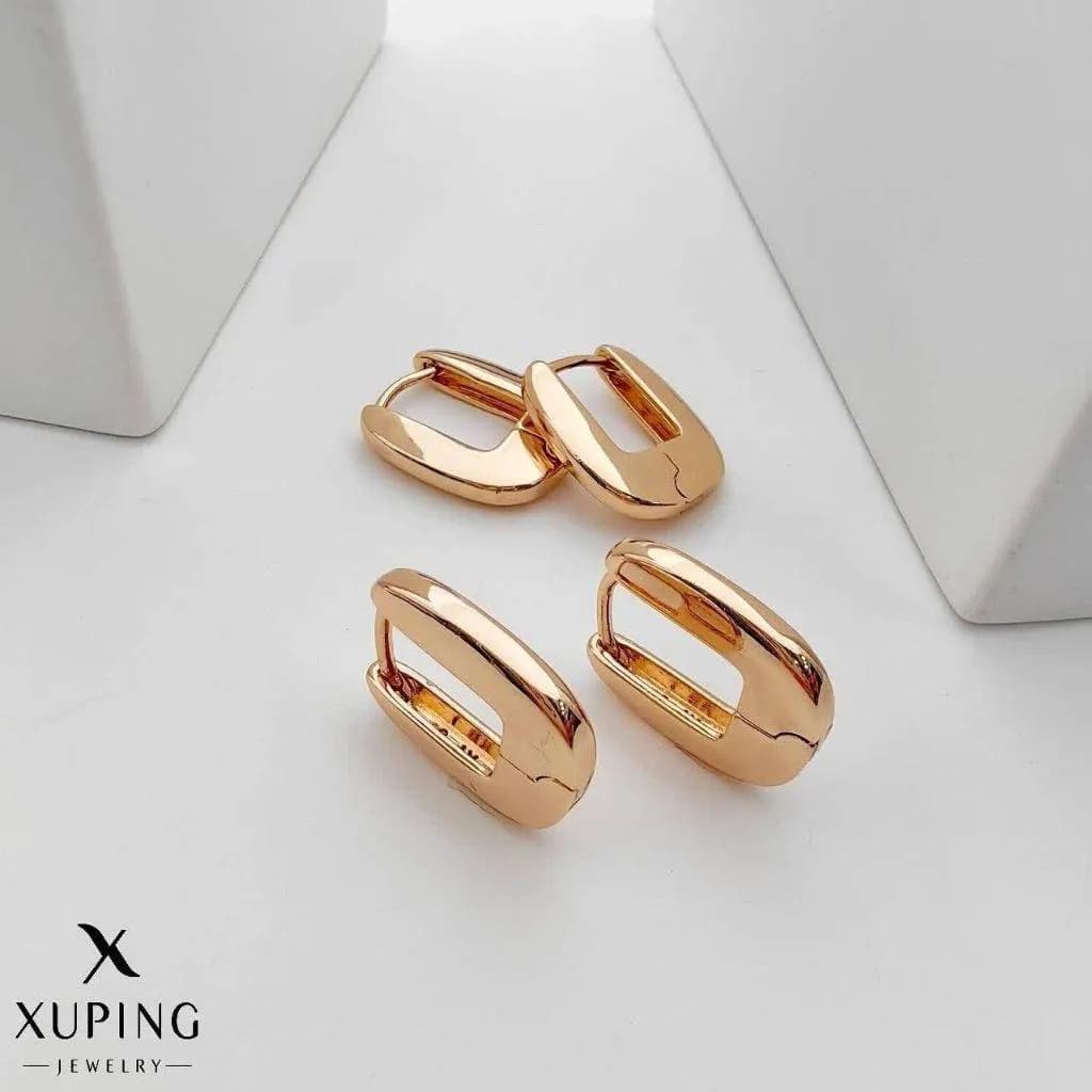 گوشواره زنانه ژوپینگ مدل حلقه ای بیضی رنگ ثابت کد 3357