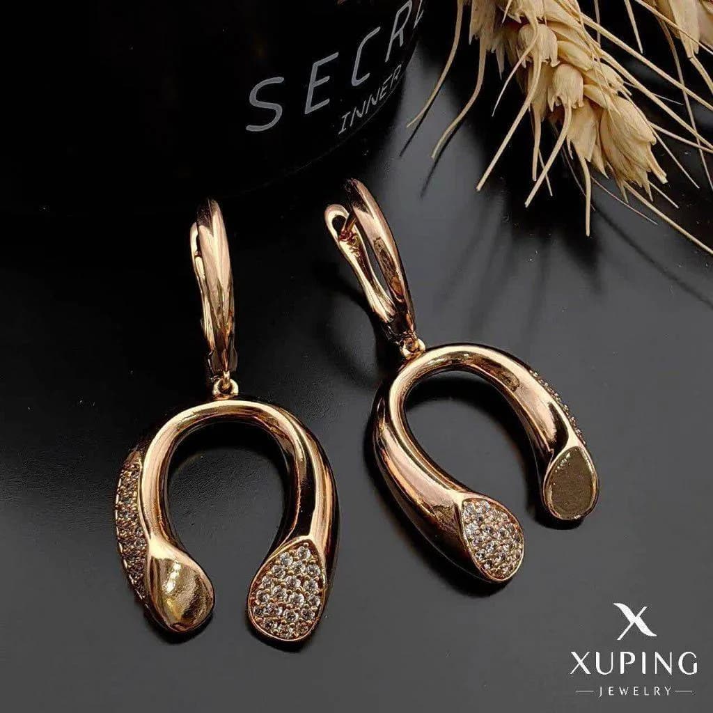 گوشواره آویز طرح نعل ضد حساسیت رنگ ثابت ژوپینگ کد 3254