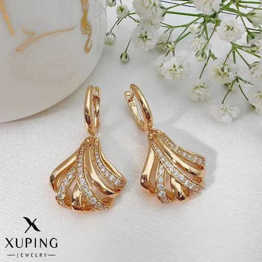 گوشواره آویز طرح صدف آبکاری طلا ژوپینگ کد 1496