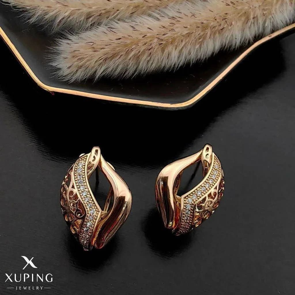 گوشواره زنانه آبکاری طلا مجلسی اسلیمی ژوپینگ کد 2933
