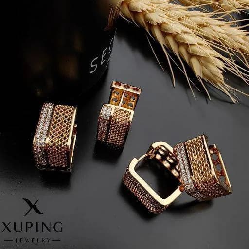 گوشواره مربعی زنانه طرح توری رنگ ثابت ژوپینگ کد 1752