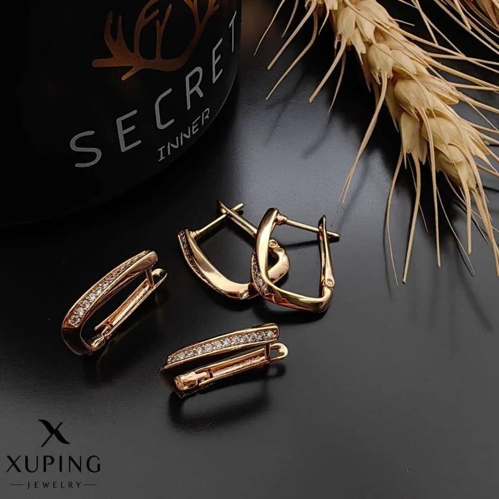 گوشواره طرح طلا پهارگوش رنگ ثابت ژوپینگ کد 3508
