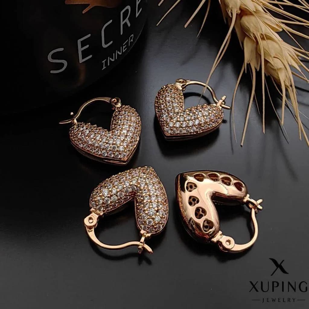 گوشواره قلب ضد حساسیت تمام نگین ژوپینگ کد 3509
