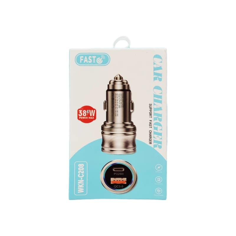 شارژر فندکی 55W دو پورت FAST مدل WKN-C208 رزگلد