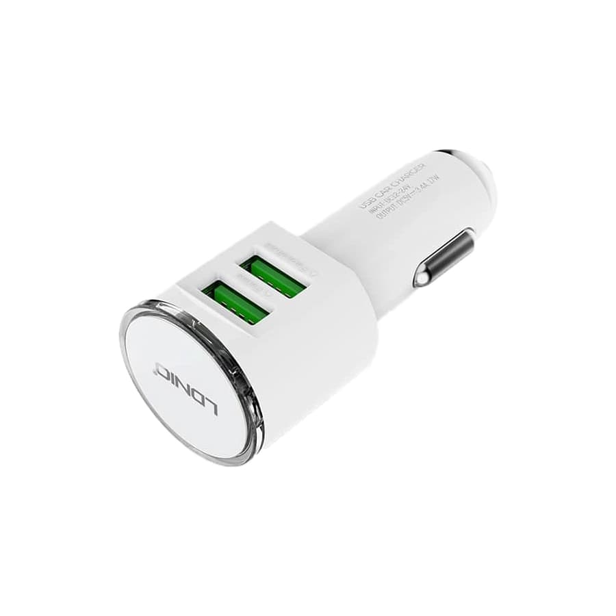 شارژر فندکی الدینیو مدل DL-C29 سفید به همراه کابل microUSB — تصویر ۳