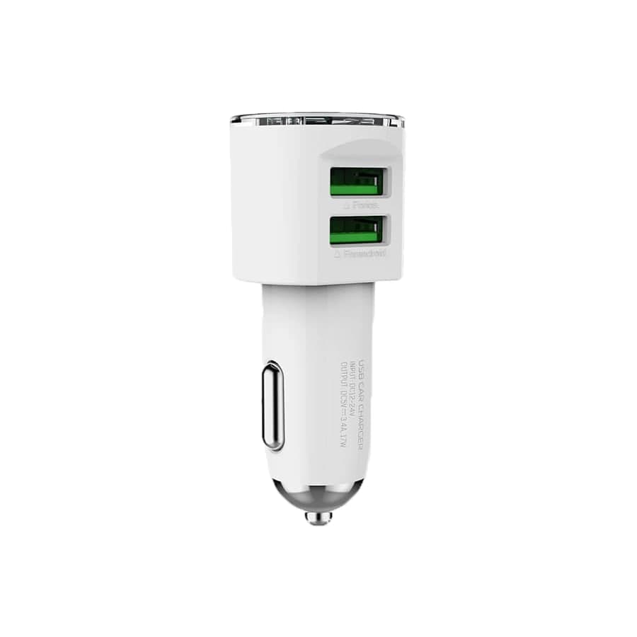 شارژر فندکی الدینیو مدل DL-C29 سفید به همراه کابل microUSB — تصویر ۲