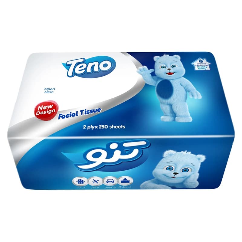 دستمال کاغذی 250 برگ دولایه تنو