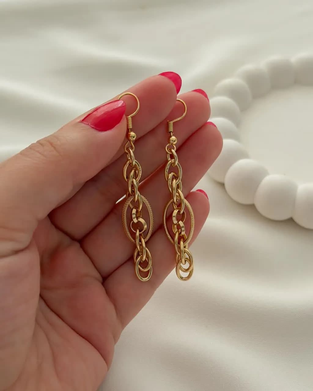 گوشواره آویز زنجیری رنگ ثابت شین کد 3415