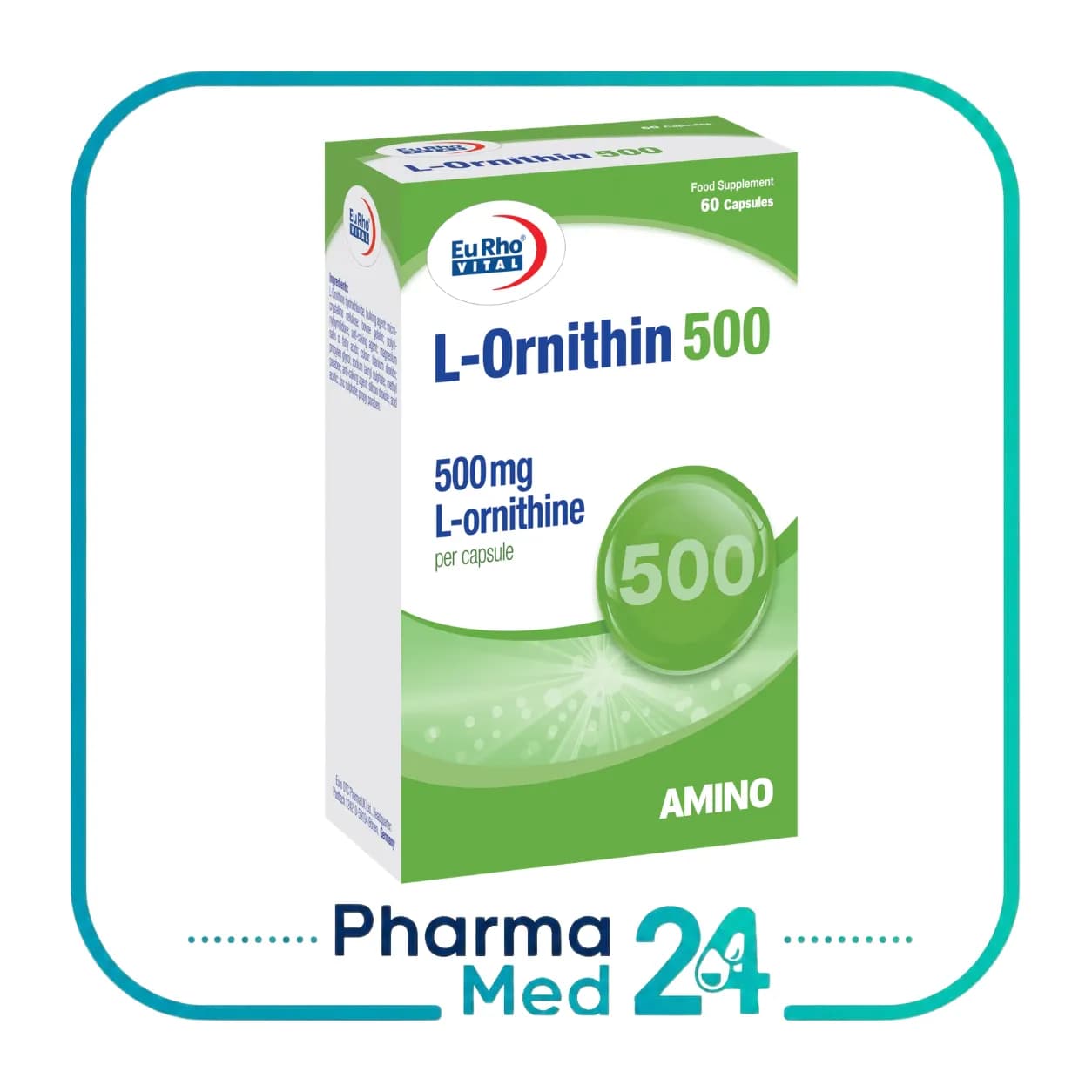 کپسول ال اورنیتین 500 میلی‌گرم 60 عددی (یوروویتال) — تصویر ۲