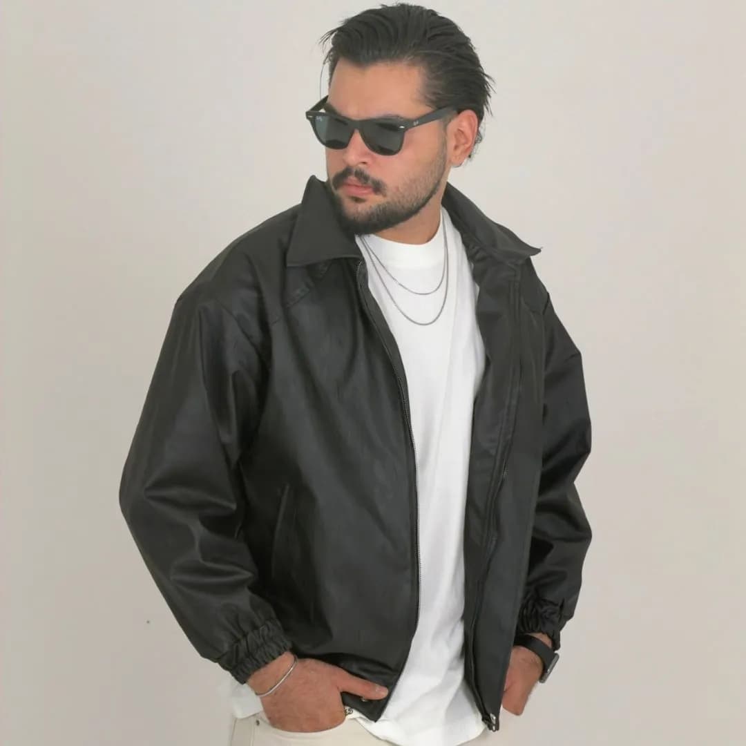 جکت چرم قواره باکسی مردانه