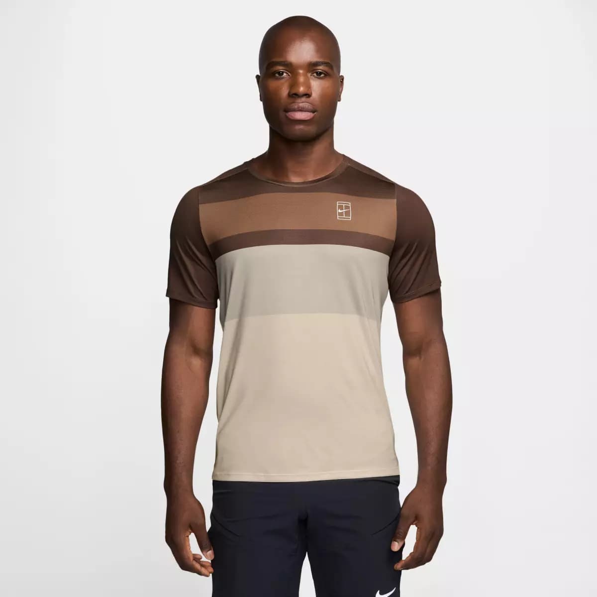 تیشرت مردانه نایکی مدل Nike Advantage Printed Striped Homme Marron — تصویر ۲