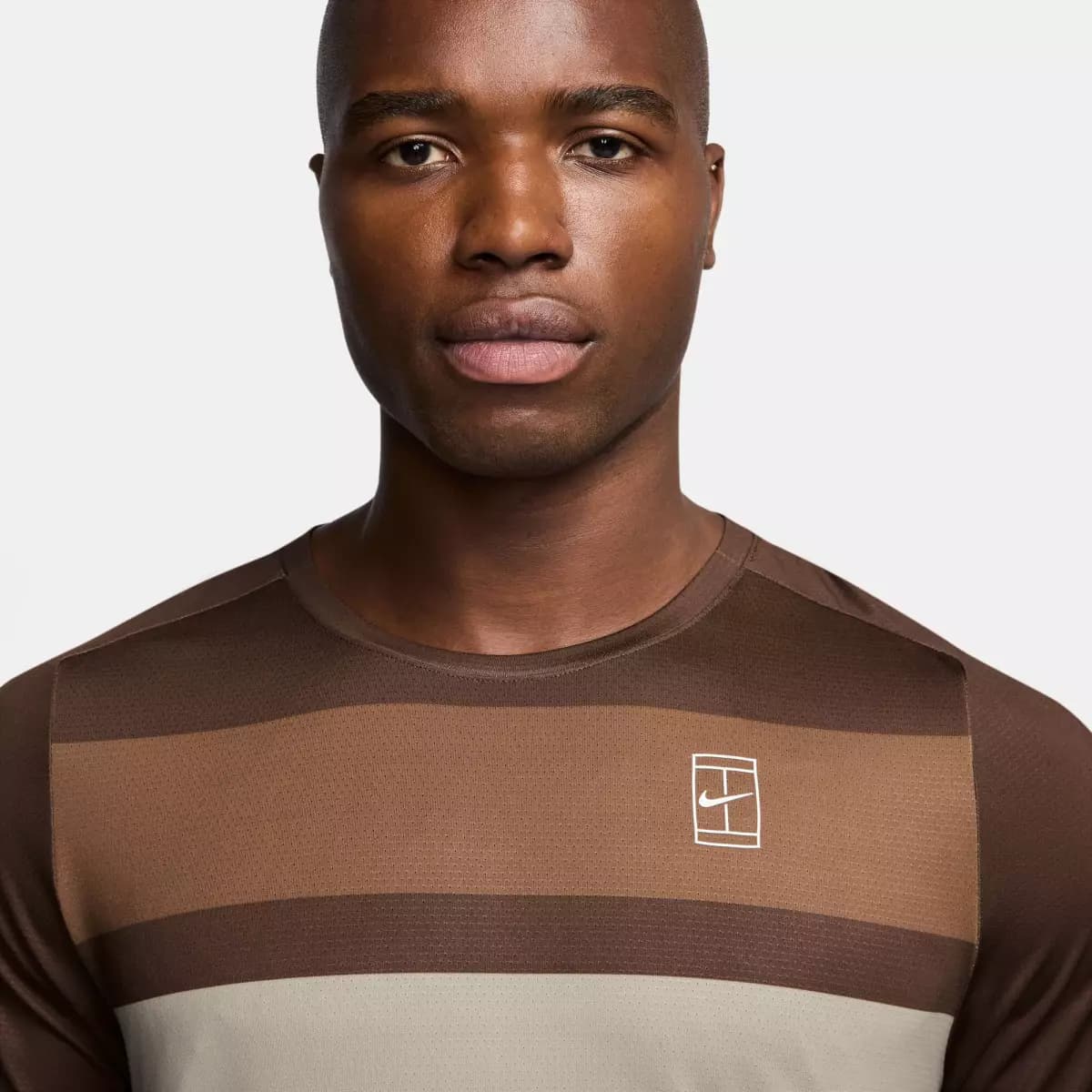 تیشرت مردانه نایکی مدل Nike Advantage Printed Striped Homme Marron — تصویر ۴
