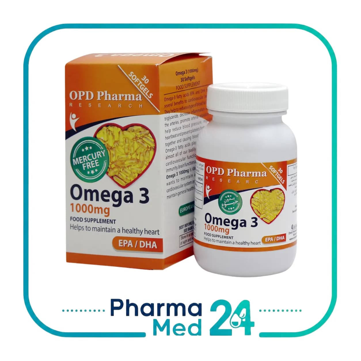 کپسول ژلاتینی امگا۳ ۱۰۰۰ میلی گرم 30 عددی (او پی دی فارما)