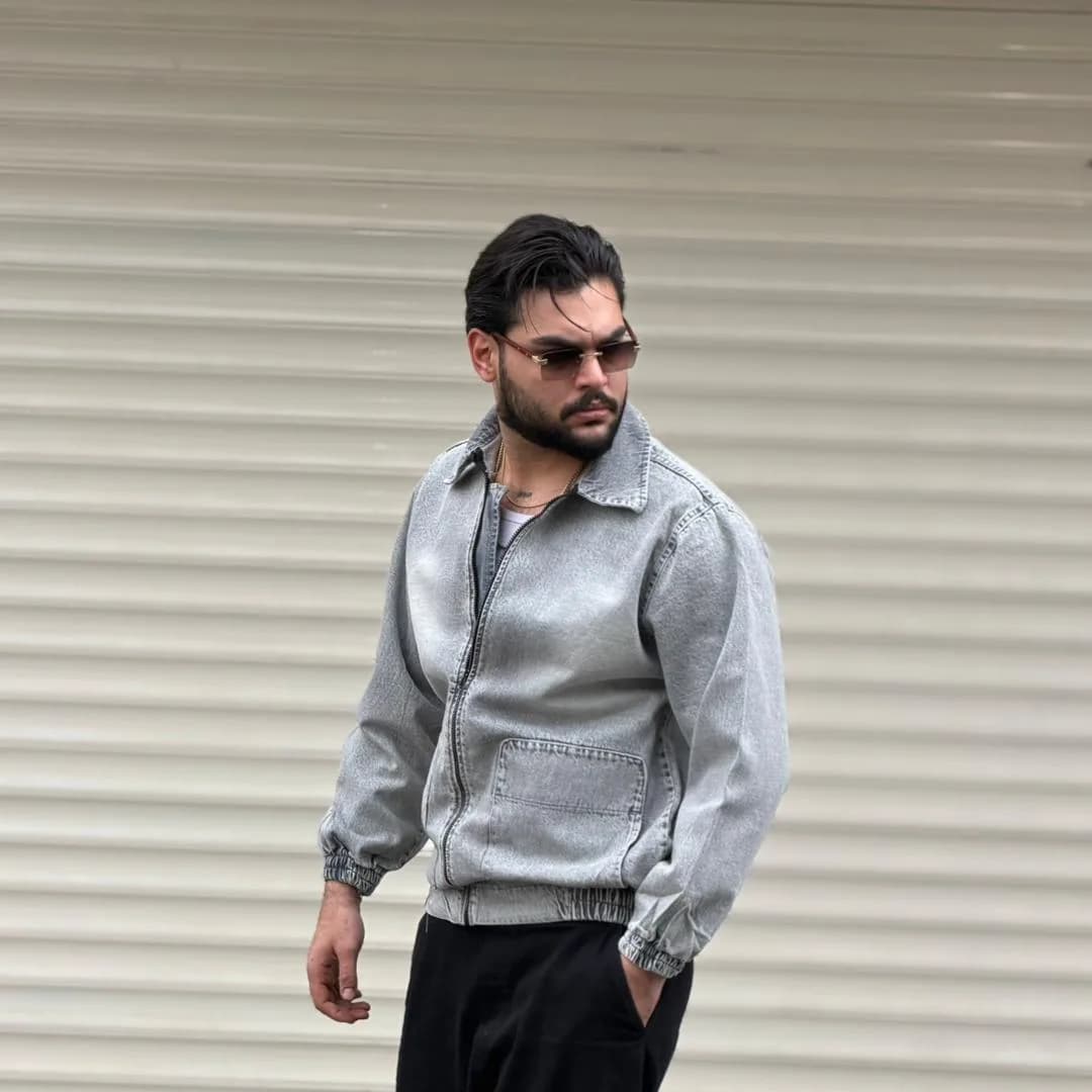جکت جین قواره بزرگ وارداتی مردانه — تصویر ۵