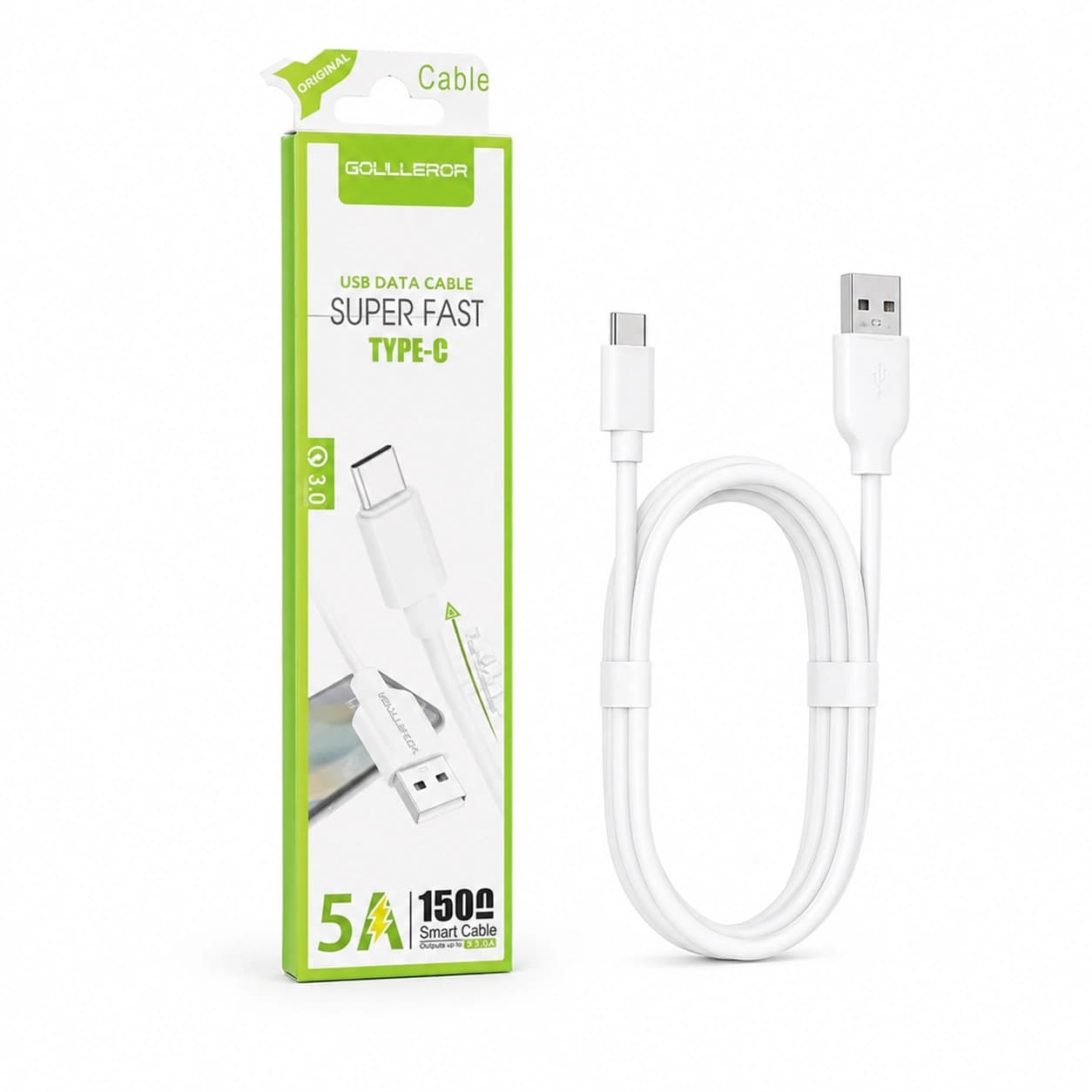 کابل گلردار سبز usb to c