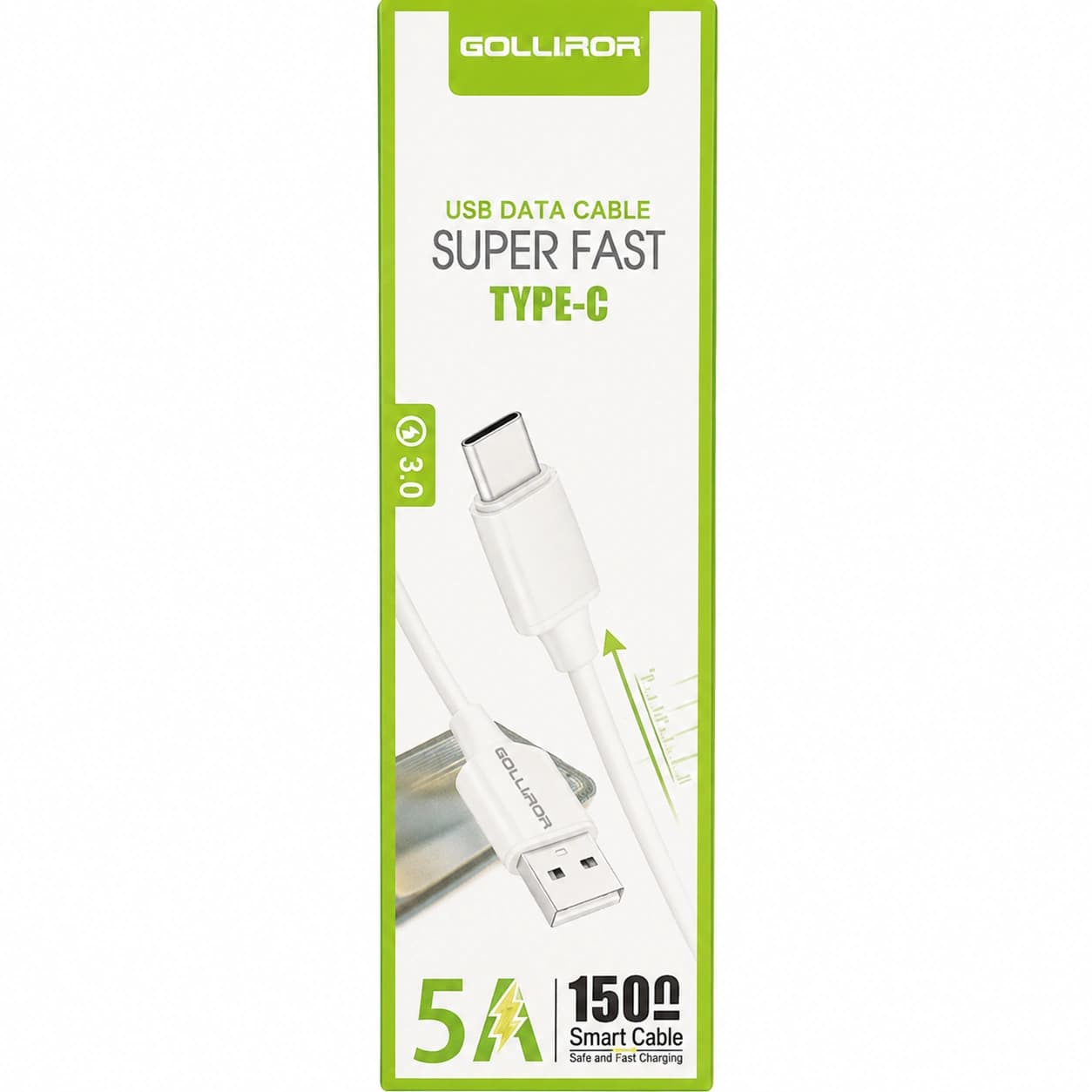 کابل گلردار سبز usb to c — تصویر ۳