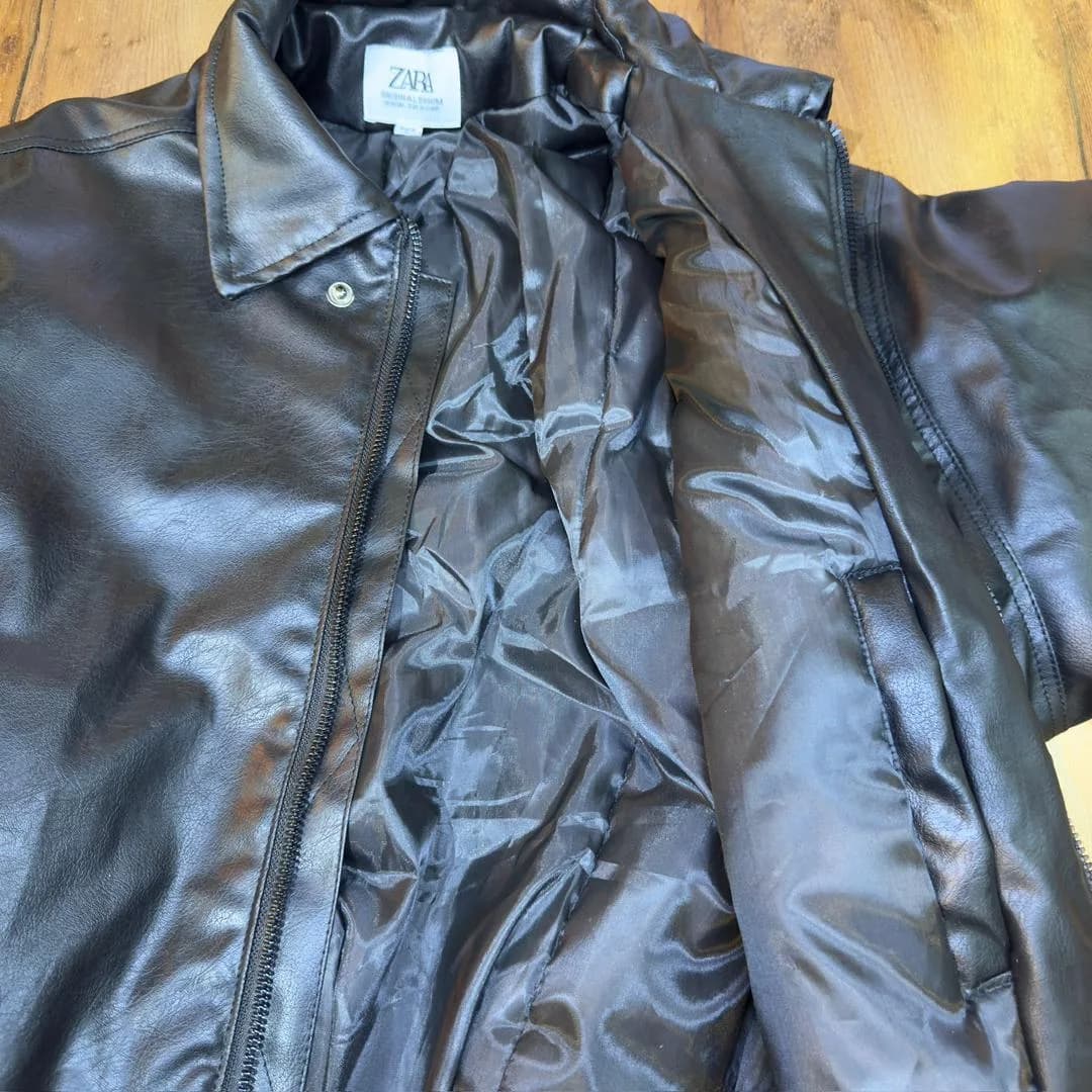 کاپشن مردانه اسپرت چرم ZARA — تصویر ۸