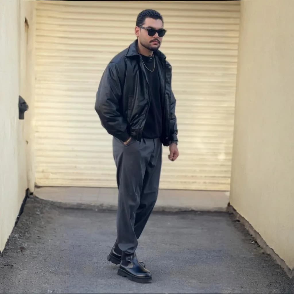 کاپشن مردانه اسپرت چرم ZARA — تصویر ۶