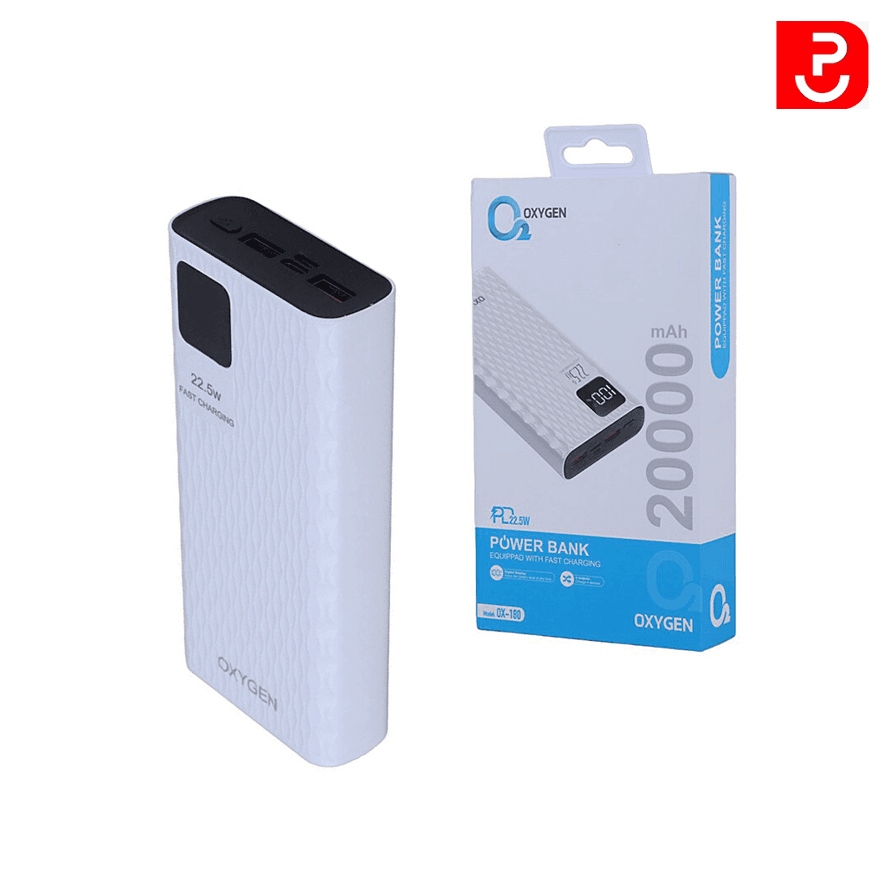 پاوربانک 20 هزار فست شارژ اکسیژن 22.5W مدل OX-180 (پرداخت قسطی)