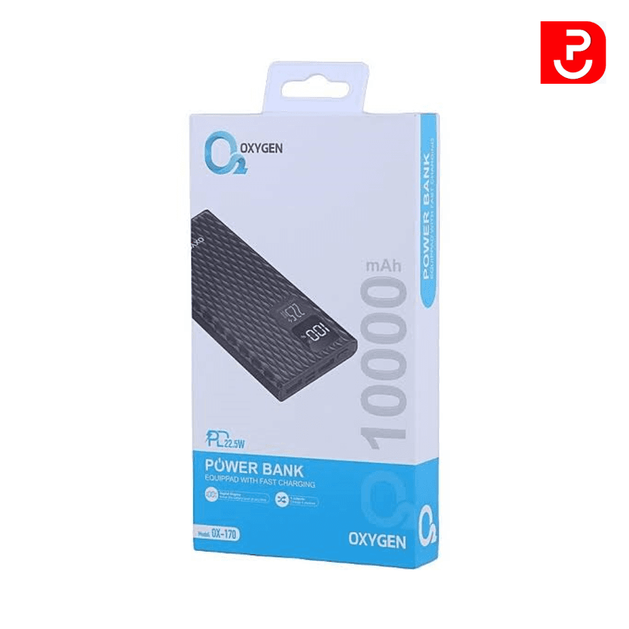پاوربانک 10 هزار فست شارژ اکسیژن 22.5W مدل OX-170 (پرداخت قسطی)
