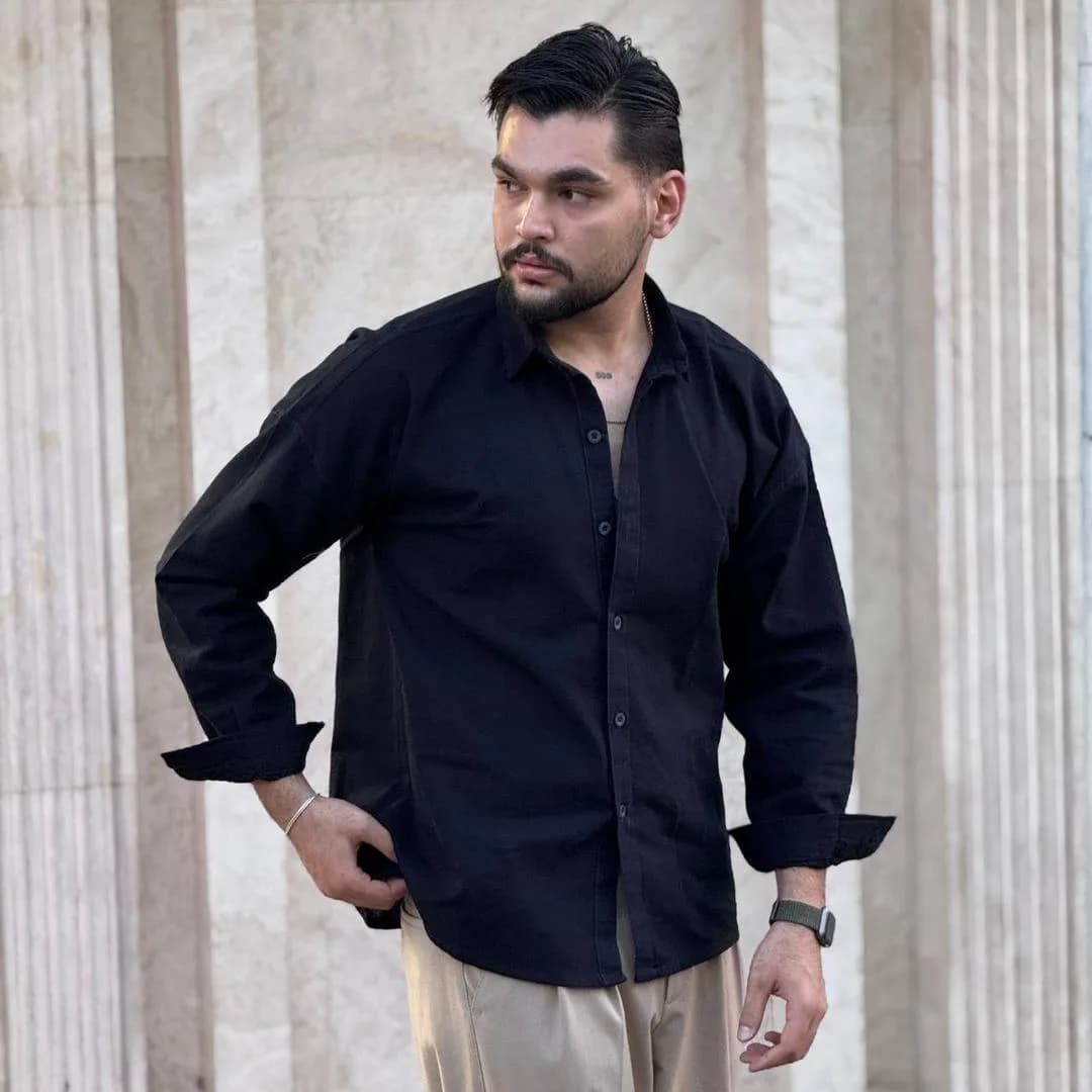 پیراهن مردانه آستین بلند لینن ساده SH-09 — تصویر ۶