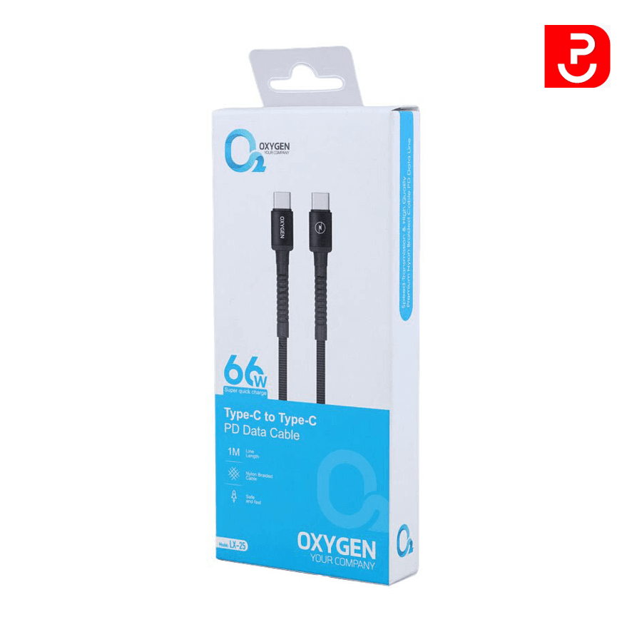 کابل دوسر تایپ سی فست شارژ اکسیژن 66W مدل LX-25 — تصویر ۲