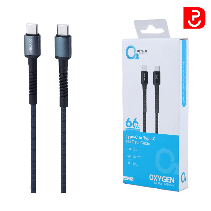 کابل دوسر تایپ سی فست شارژ اکسیژن 66W مدل LX-25