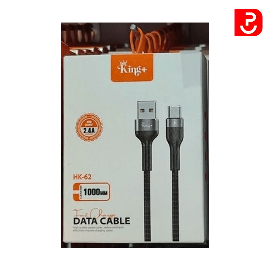 کابل شارژ اورجینال تایپ سی کینگ پلاس KING PLUS مدل HK-62 — تصویر ۲