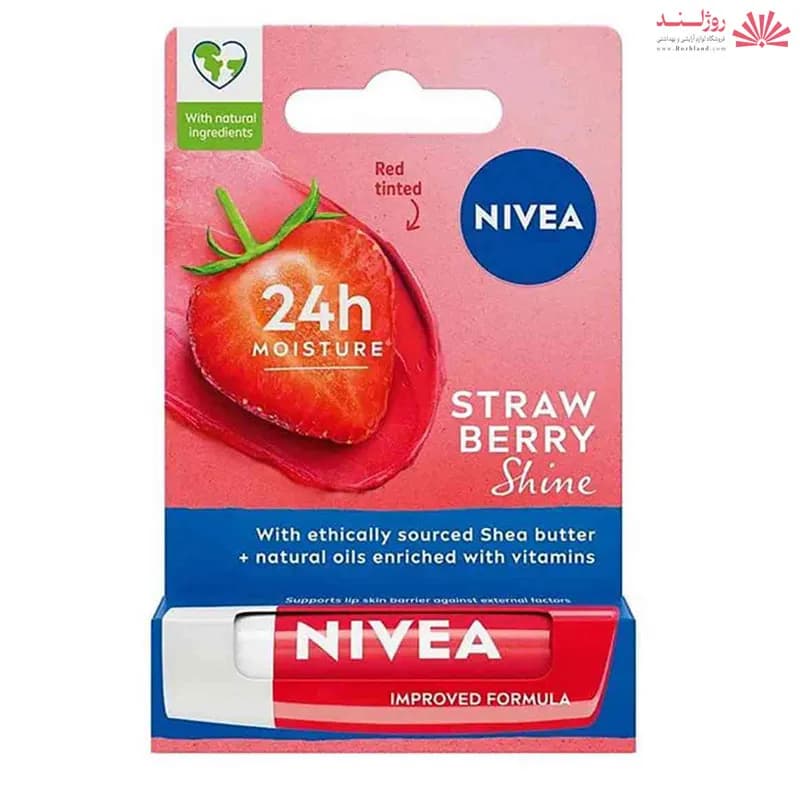 بالم لب مرطوب‌کننده نیوآ مدل Strawberry Shine رایحه توت‌فرنگی — تصویر ۲