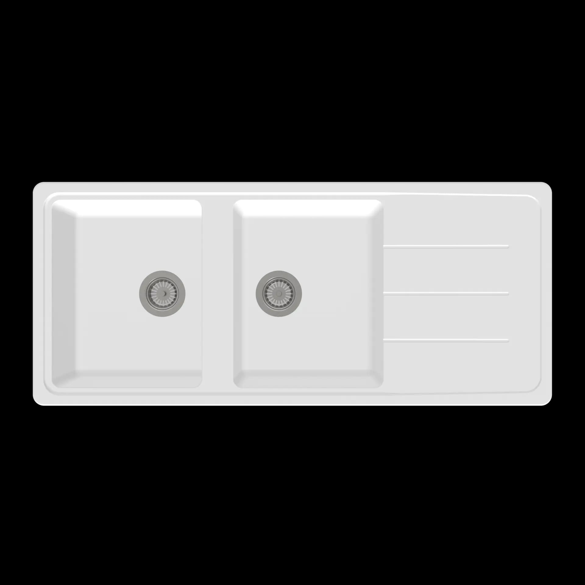 سینک گرانیتی GS21115 دو لگنه سفید دیموند
