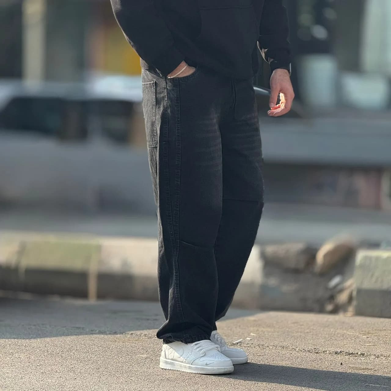 شلوار بگ پیله دار جین کمر کش PT-08 — تصویر ۳