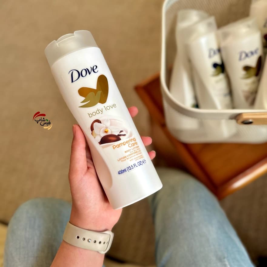 لوسیون بدن داو مدل وانیل و شی باتر Body Love Pampering Care حجم 400 میلی‌